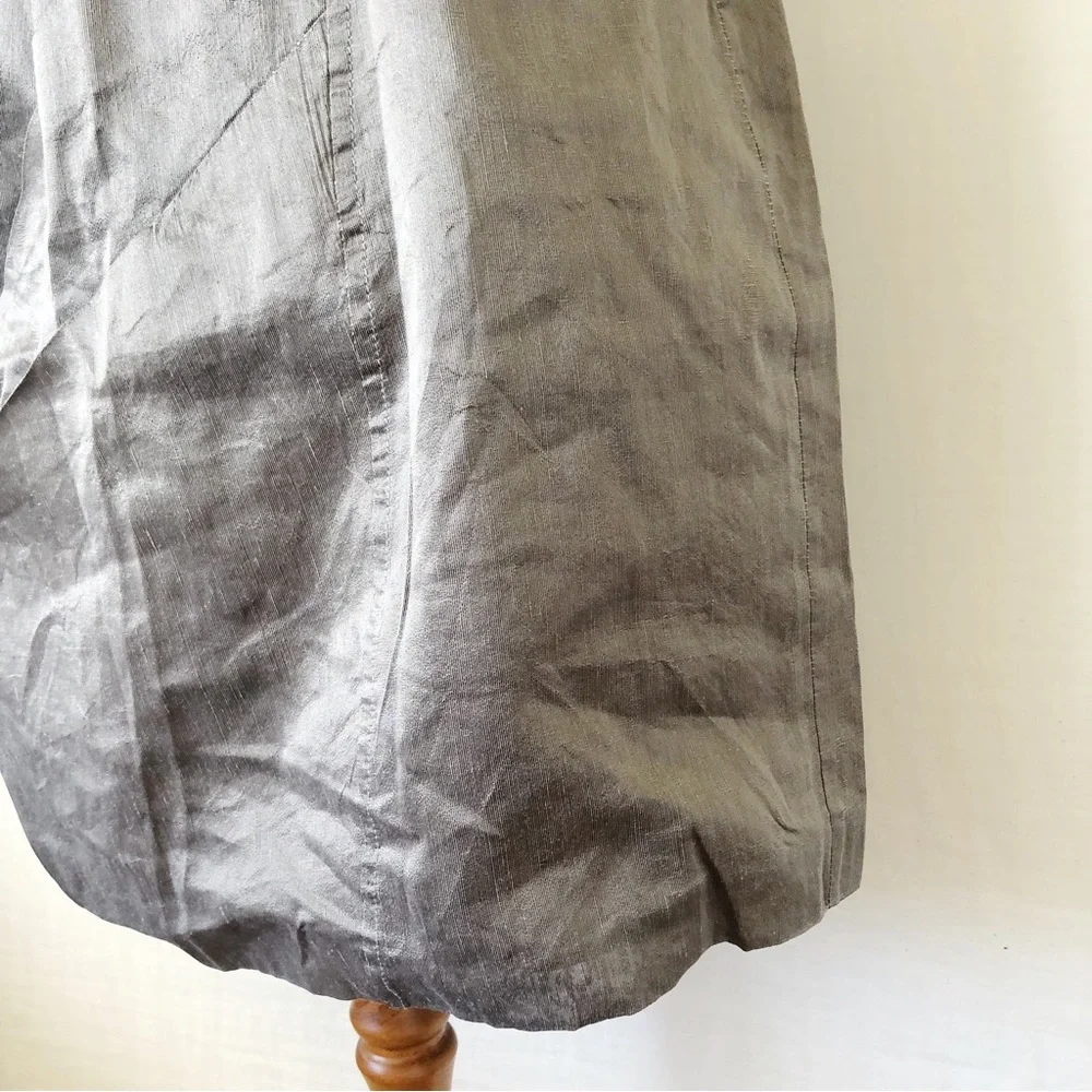 SISTE'S Size 8-10 Italian Grey Khaki Metallic Flax Blend Structured Dress Party - Picture 7 of 13